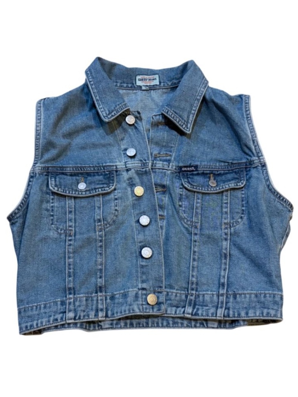Youth Vintage Guess Jeans Light-wash Cotton Denim Vest